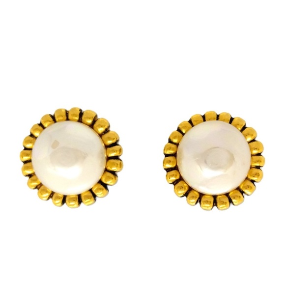 CHANEL Earrings Faux Pearl Gold 2157 Flower Clip-on GP IT3CQ0ZWKMEN - Picture 1 of 7